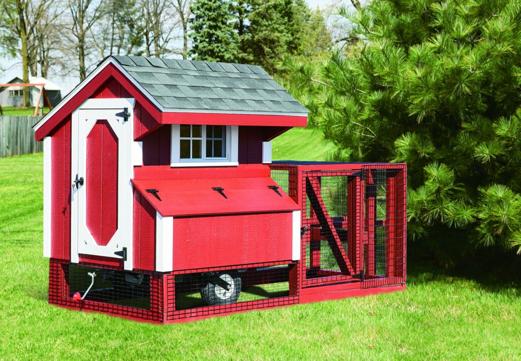 red painted tractor coop for chickens in oregon for sale