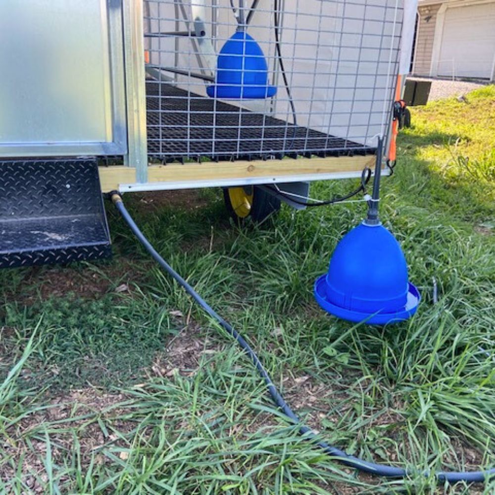 10x28 mobile free range chicken coops water system